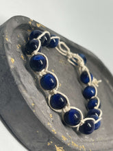 Load image into Gallery viewer, Knotted Bracelip - Blue &amp; Cream
