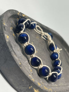 Knotted Bracelip - Blue & Cream