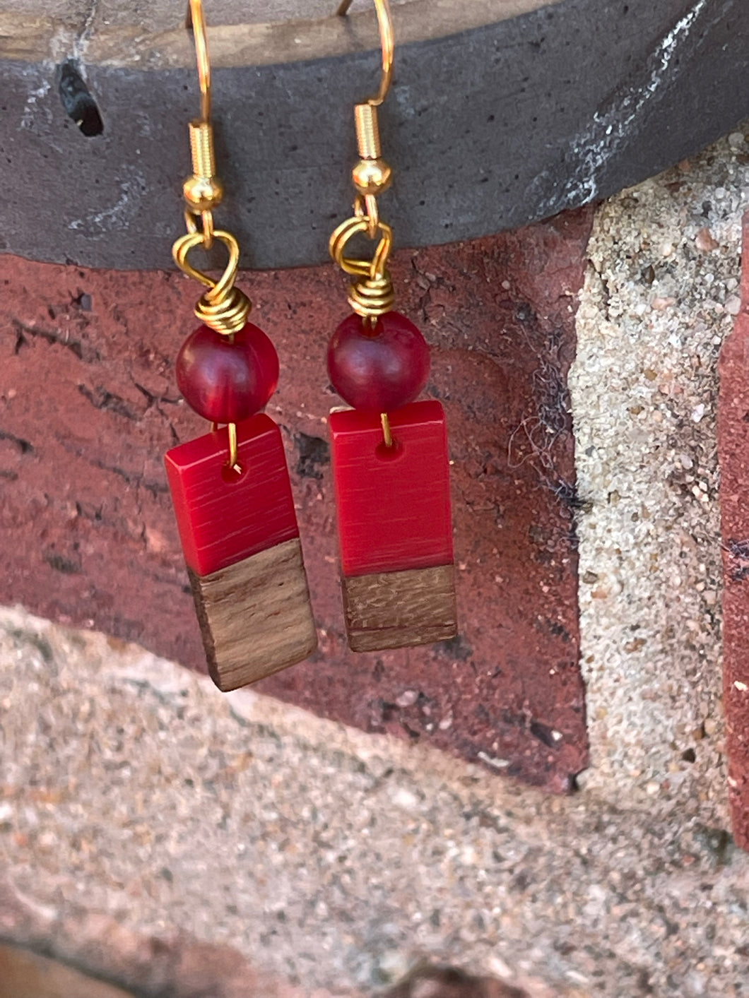 Beaded Wood and Resin Earrings - Paint the Town