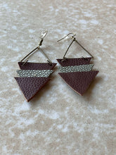 Load image into Gallery viewer, Upcycled Leather Earrings - Triangle Stacks
