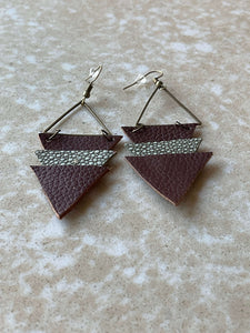 Upcycled Leather Earrings - Triangle Stacks