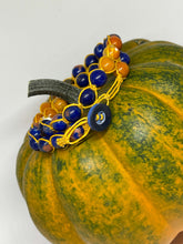 Load image into Gallery viewer, Knotted Bracelip - Blue &amp; Golden Wrap
