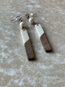 Beaded Wood and Resin Earrings - Wood and…