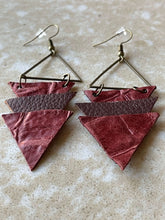 Load image into Gallery viewer, Upcycled Leather Earrings - Triangle Stacks
