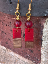 Load image into Gallery viewer, Beaded Wood and Resin Earrings - Paint the Town
