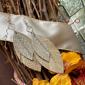 Upcycled Leather Earrings - White Sands