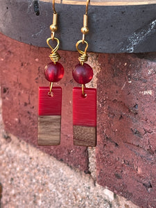 Beaded Wood and Resin Earrings - Paint the Town