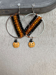 Halloween - Beaded Criss Cross Applesauce JackoLantern Hoops