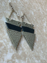 Load image into Gallery viewer, Upcycled Leather Earrings - Triangle Stacks
