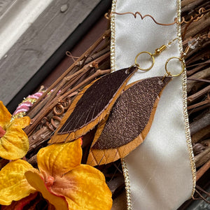 Upcycled Leather Earrings - Pecan Pie