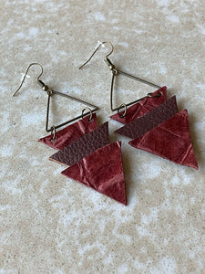 Upcycled Leather Earrings - Triangle Stacks