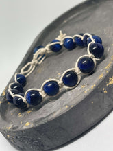 Load image into Gallery viewer, Knotted Bracelip - Blue &amp; Cream
