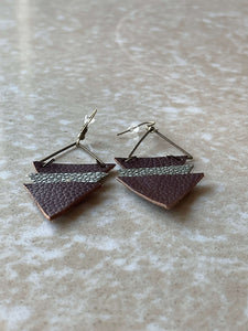 Upcycled Leather Earrings - Triangle Stacks