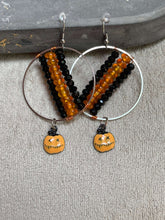 Load image into Gallery viewer, Halloween - Beaded Criss Cross Applesauce JackoLantern Hoops
