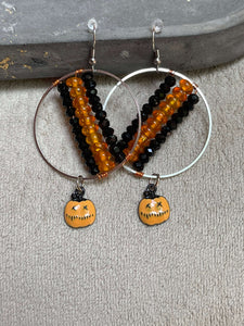 Halloween - Beaded Criss Cross Applesauce JackoLantern Hoops