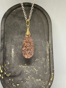 Necklace (Beaded) - Leopard Jasper Teardrops