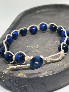 Knotted Bracelip - Blue & Cream